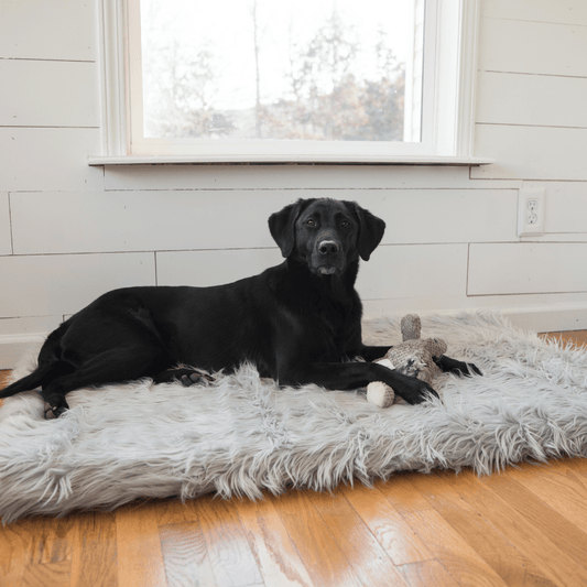 PupRug Faux Fur Orthopedic Dog Bed - Rectangle Grey