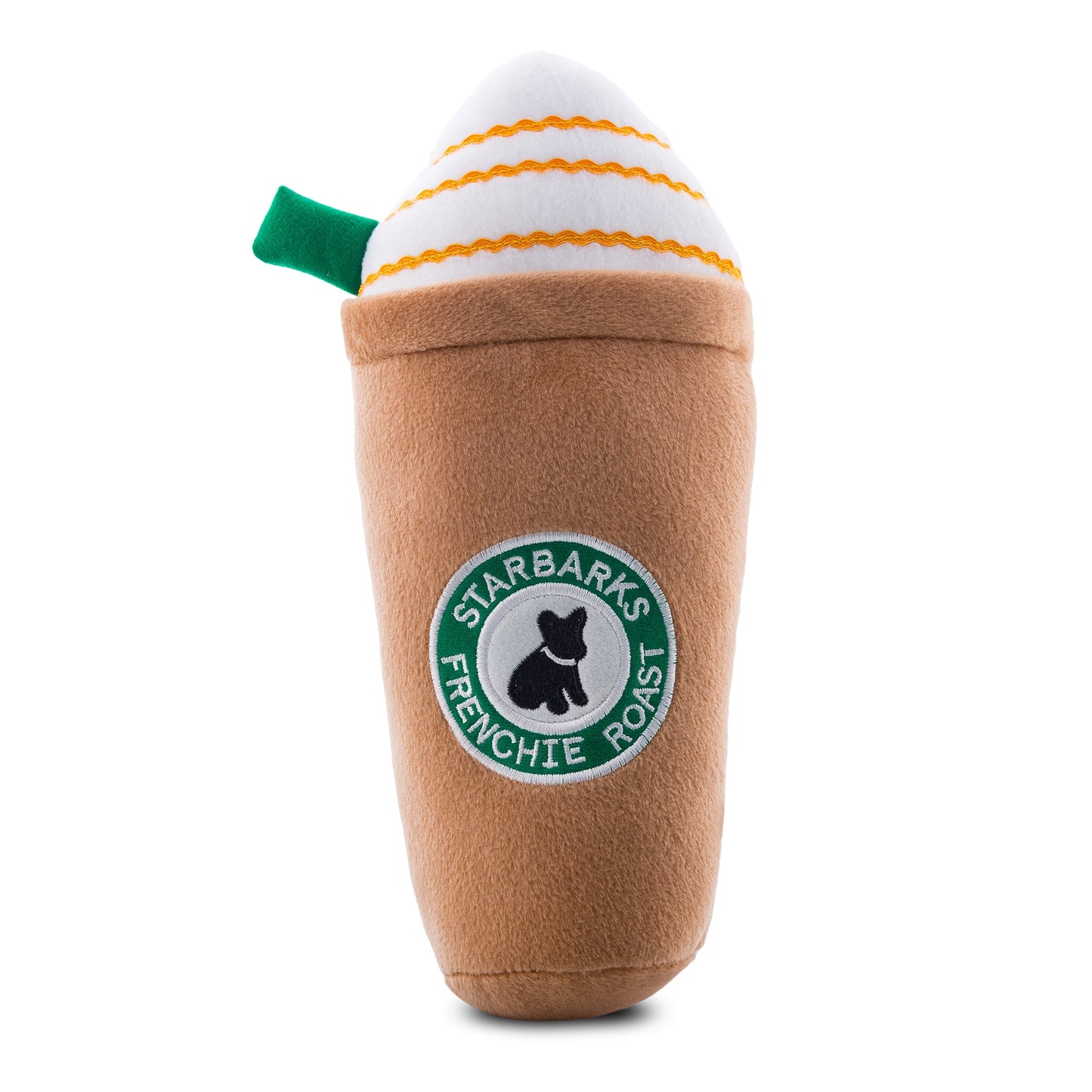 Starbarks Frenchie Roast Plush Toy With Straw