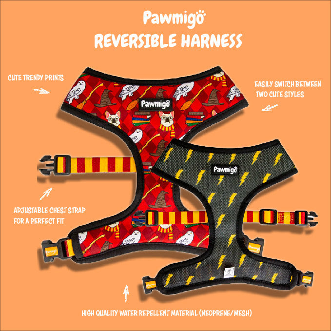 Red, White & Bark Reversible Harness