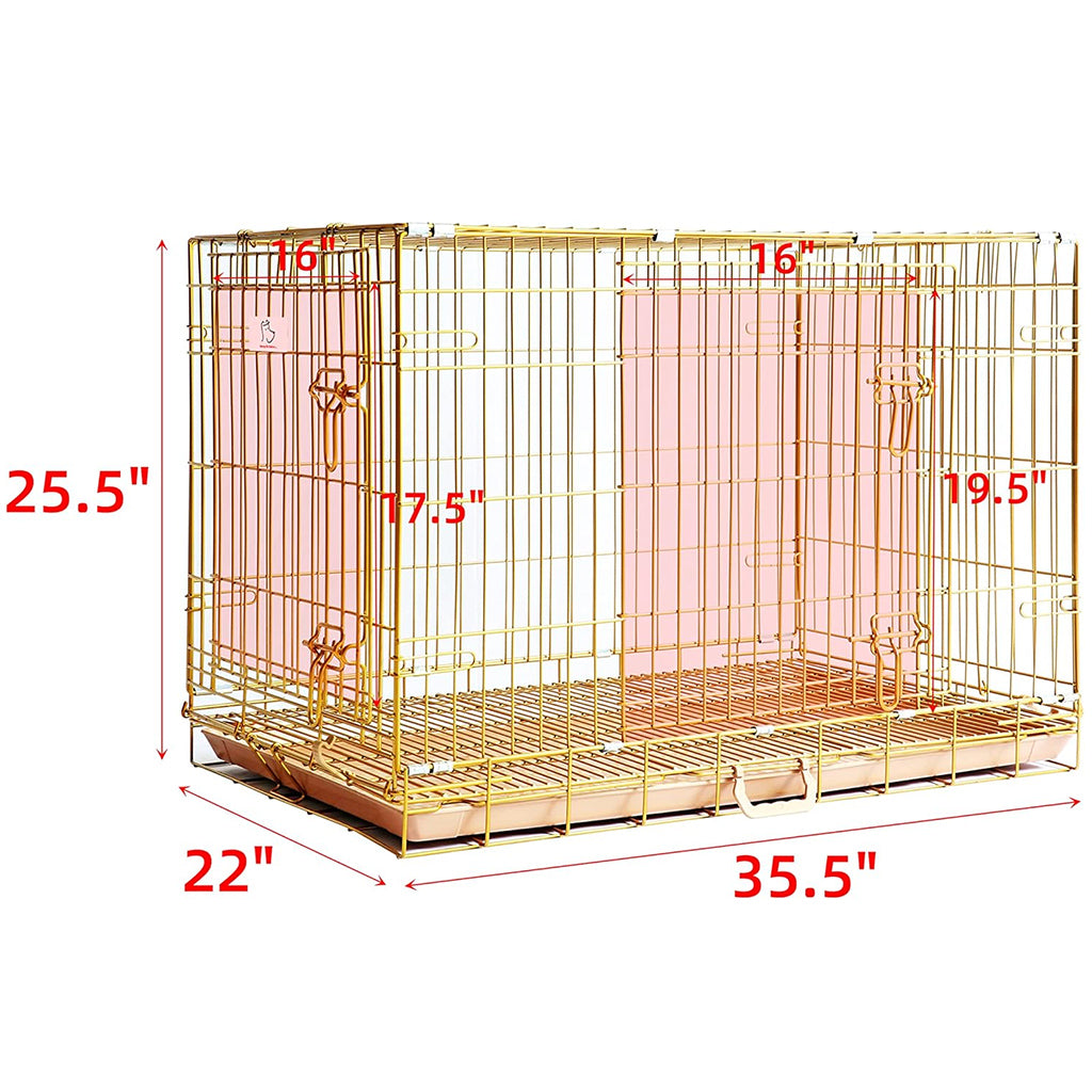 24-42" Collapsible Copper Gold Dog Crate GLD24-42