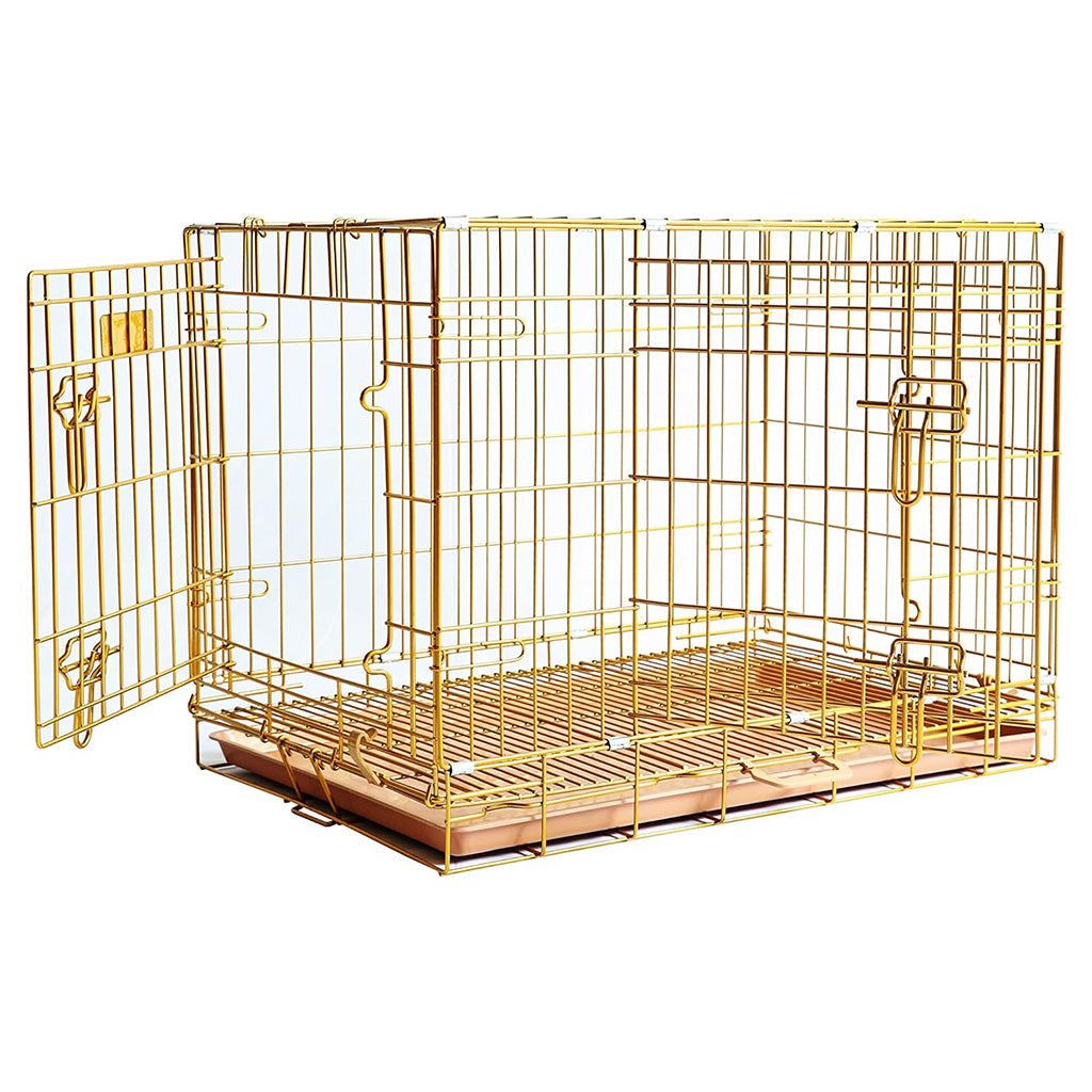 24-42" Collapsible Copper Gold Dog Crate GLD24-42