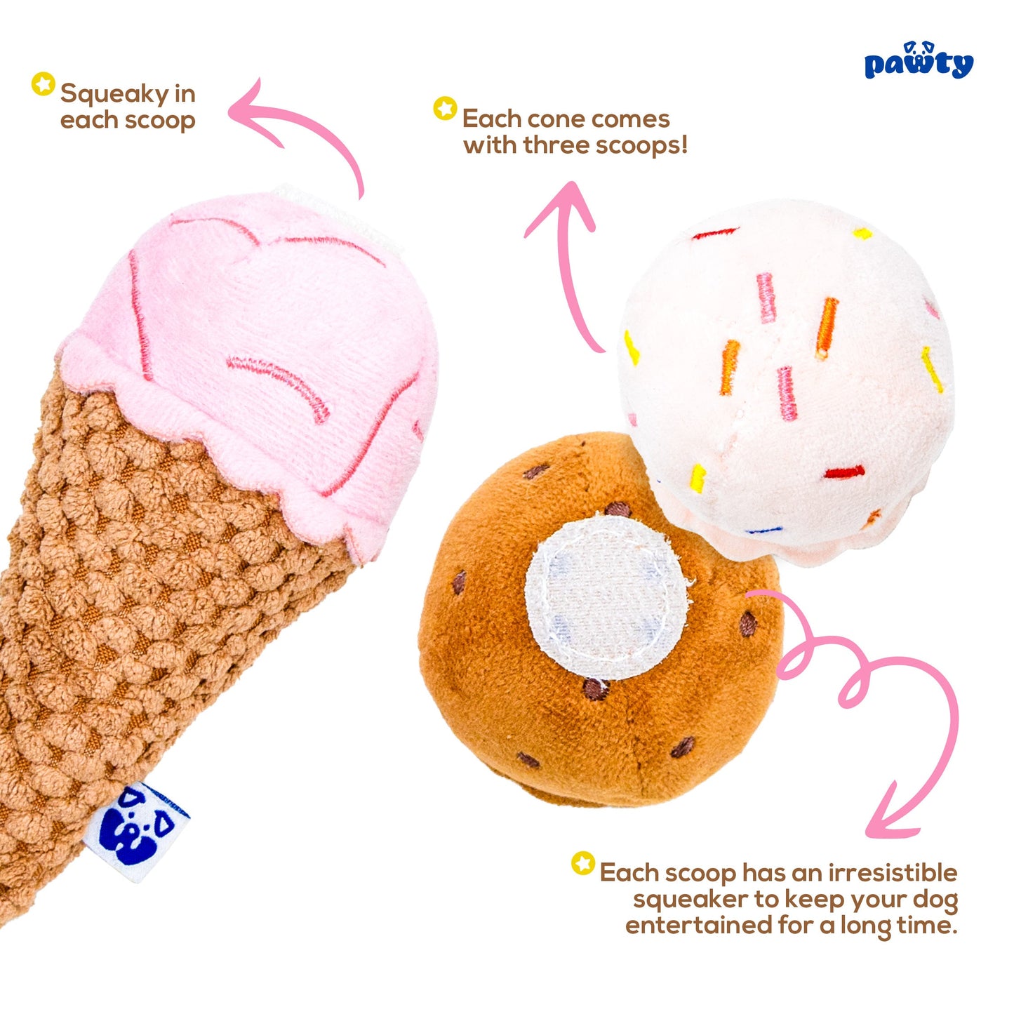 ICE CREAM PLUSH DOG TOY