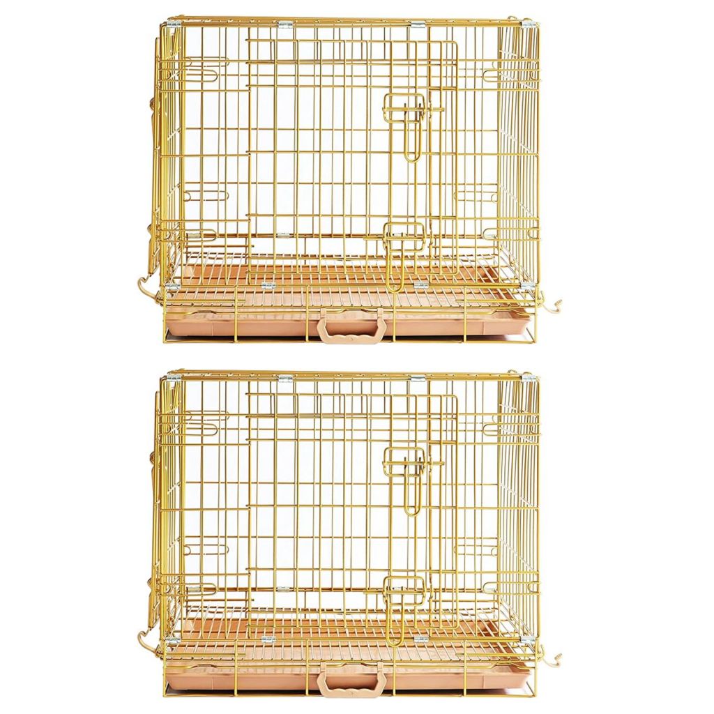 24-42" Collapsible Copper Gold Dog Crate GLD24-42