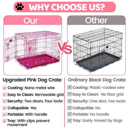 24-42" Collapsible Pink Dog Crate RED24-42