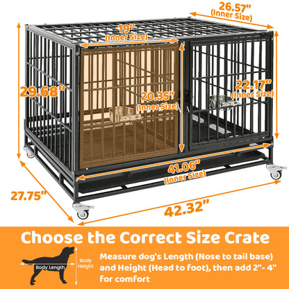 42" Stackable Dog Crate with Divider 43T (Standard Height)