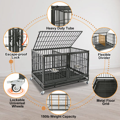 42" Stackable Dog Crate with Divider 43T (Standard Height)