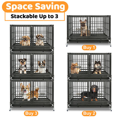 42" Stackable Dog Crate with Divider 43T (Standard Height)