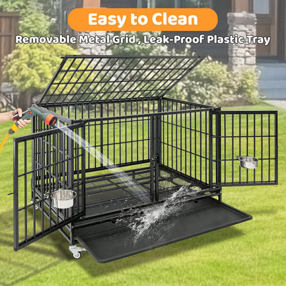 43" Three-Tier Foldable Dog Crate 43TTS