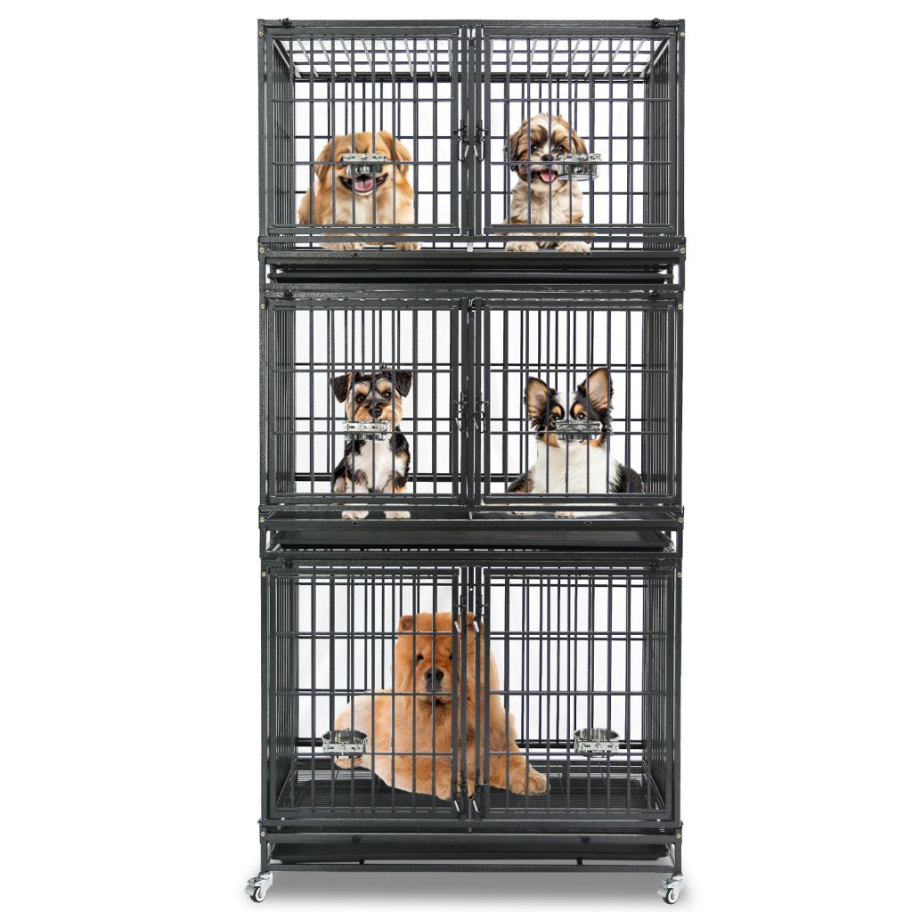 43" Three-Tier Foldable Dog Crate 43TTS