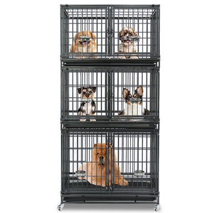 43" Three-Tier Foldable Dog Crate 43TTS