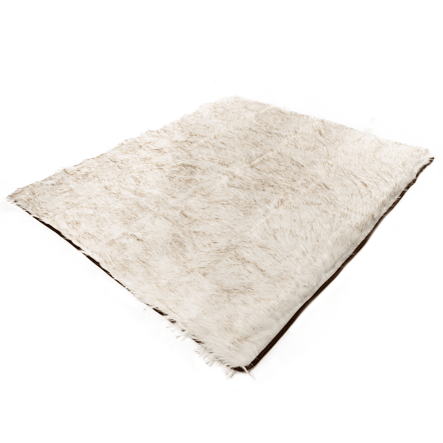 PupCloud™ Human-Size Dog Bed + Matching Waterproof Blanket Bundle - White with Brown Accents PAW