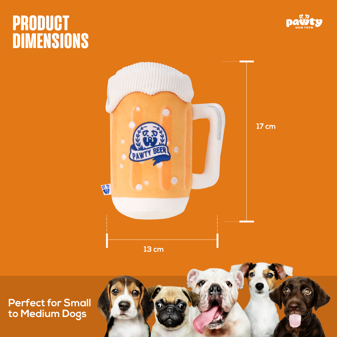PAWTY BEER PLUSH DOG TOY