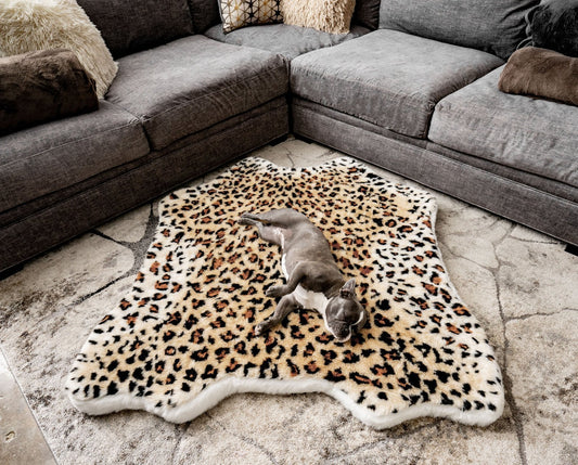 PupRug™ Animal Print Memory Foam Dog Bed - Cheetah Faux Print
