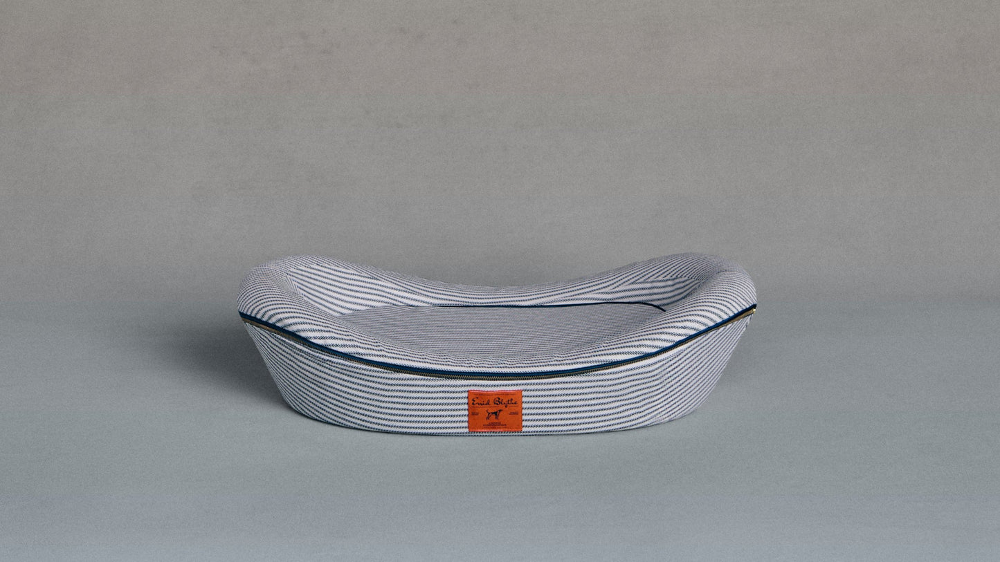 Timeless Dog Bed in Blue Blood Ticking