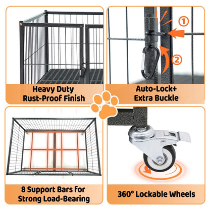 42" Stackable Dog Crate 43T+WHLP02