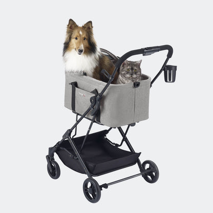 ibiyaya® Essential – Travois Tri-fold Pet Travel System XL, Pet Stroller with Detachable Carrier