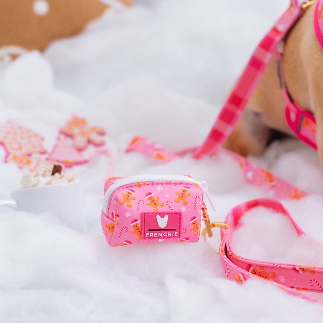Frenchie Poo Bag Holder - Gingerbread (Pink)