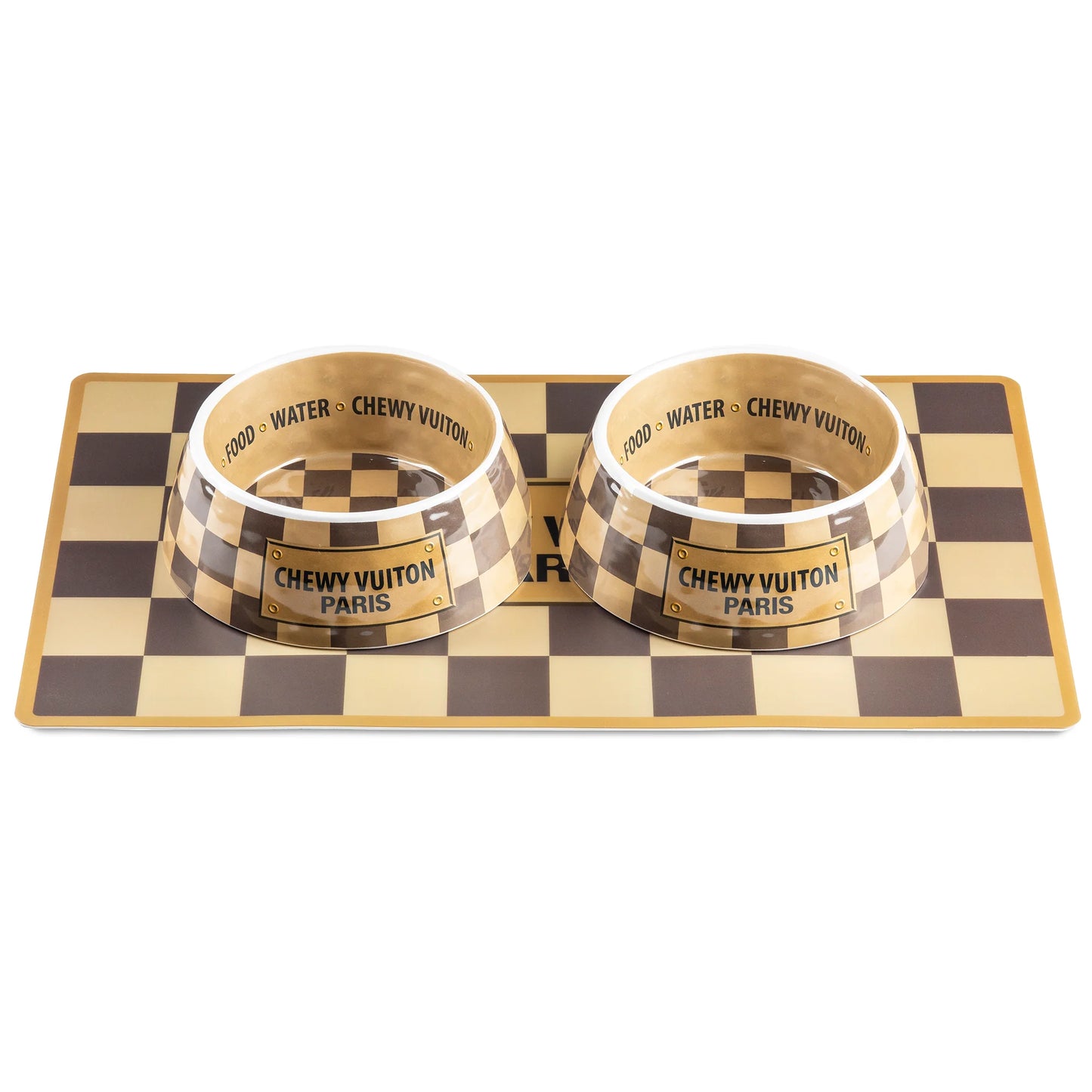 Checker Chewy Vuiton Bowl (set of 2)