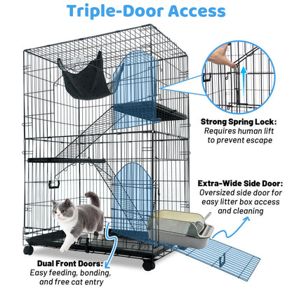 50 Inch 3-Tier Cat Cage with Plastic Platforms CT52