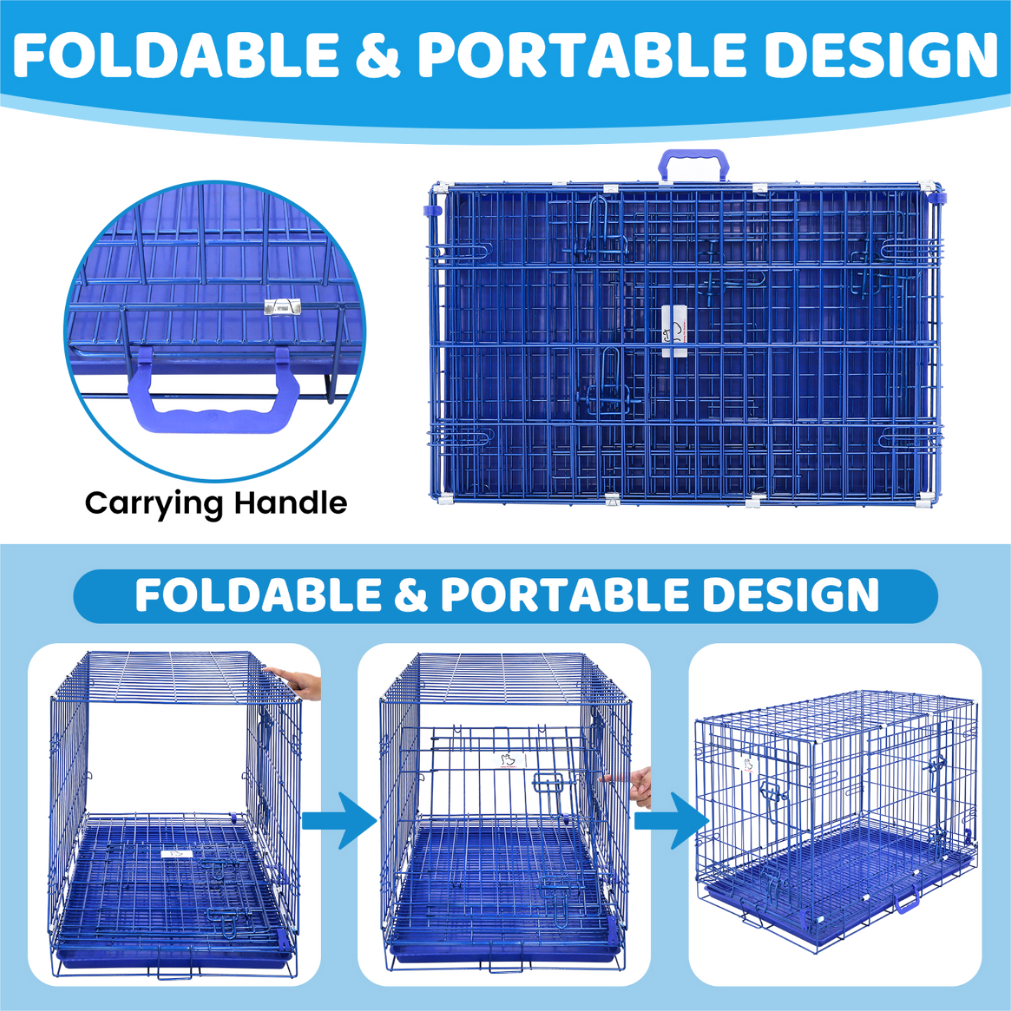 30" Collapsible Blue Dog Crate BLU30