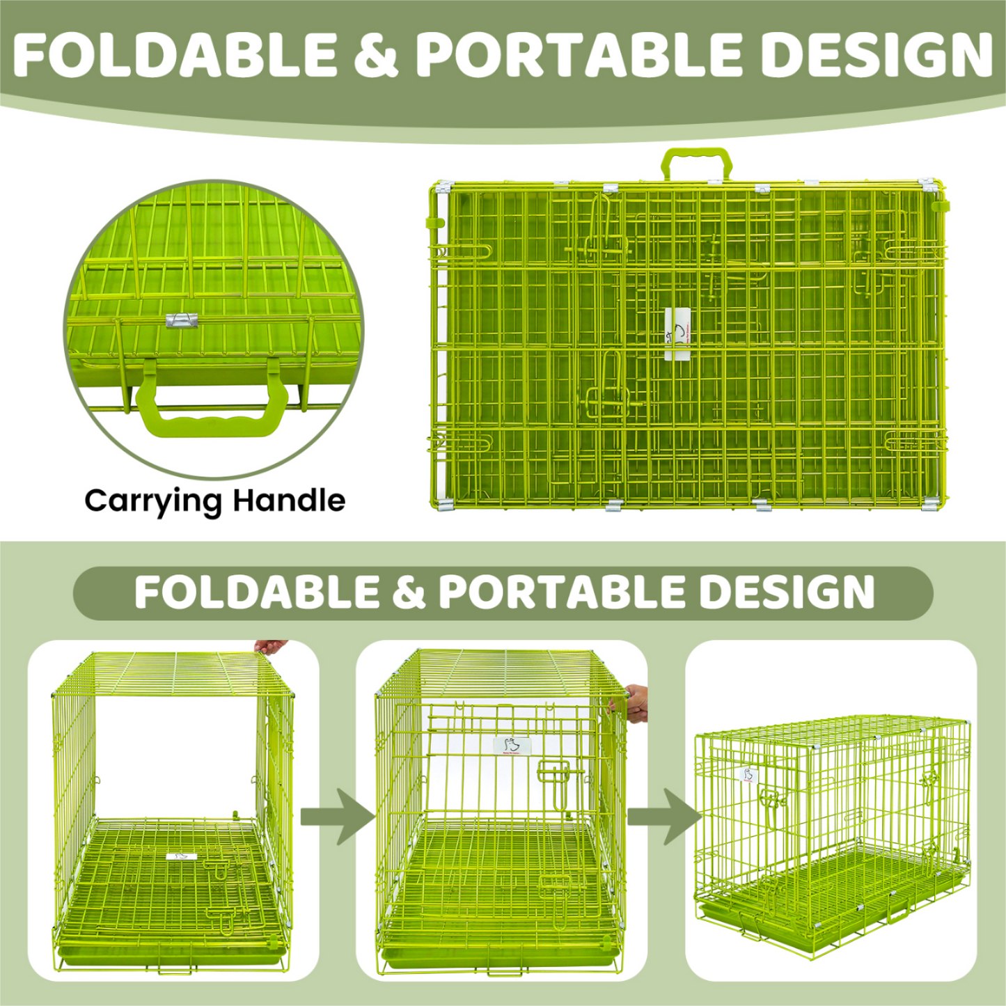 30" Collapsible Green Dog Crate GRN30