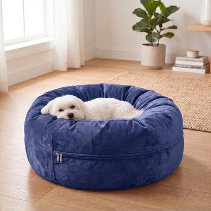 24 Inch Elevated Bolster Dog Bed - Plush Fur