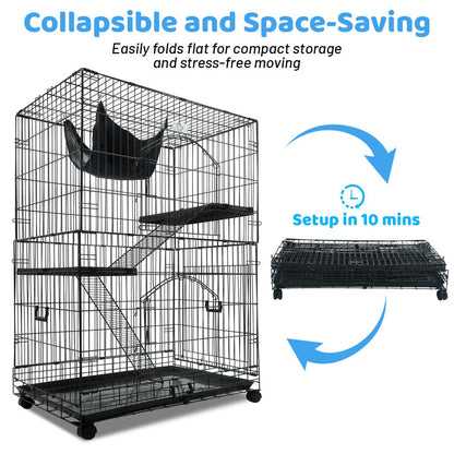 50 Inch 3-Tier Cat Cage with Plastic Platforms CT52
