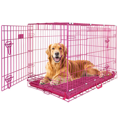 24-42" Collapsible Pink Dog Crate RED24-42
