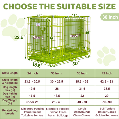 30" Collapsible Green Dog Crate GRN30