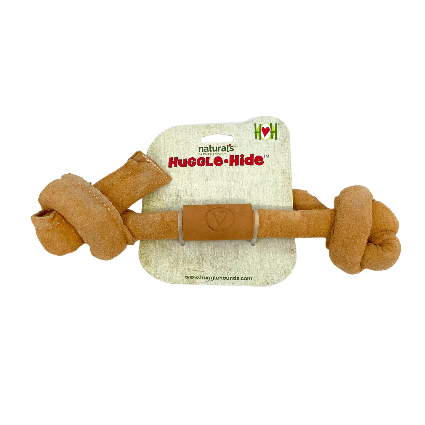 Huggle-Hide® Natural Leather Bone Dog Toy, 3 Pack