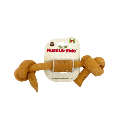 Huggle-Hide® Natural Leather Bone Dog Toy, 3 Pack