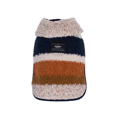 Shinola Brand Stripe Berber Dog Coat Oatmeal