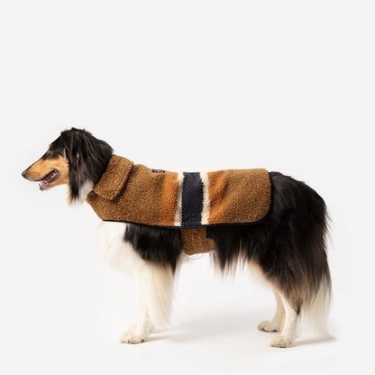 Shinola Brand Stripe Berber Dog Coat Rust