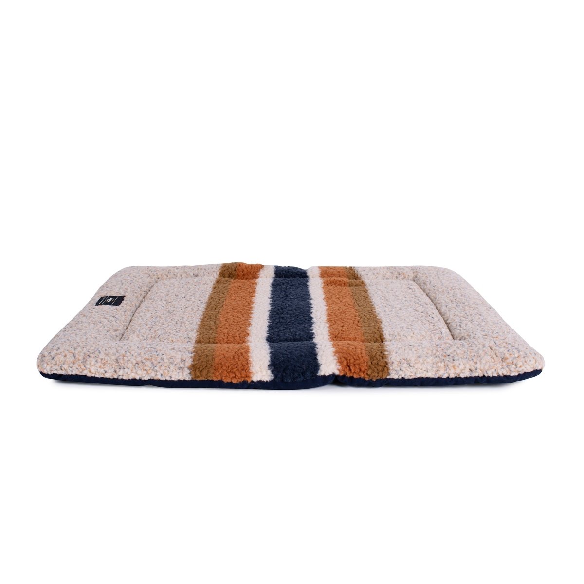 Shinola Brand Stripe Comfort Cushion Berber Dog Bed Oatmeal