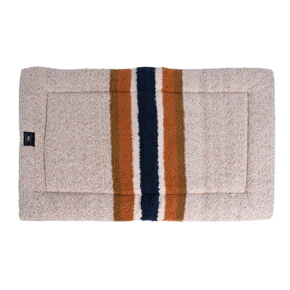 Shinola Brand Stripe Comfort Cushion Berber Dog Bed Oatmeal