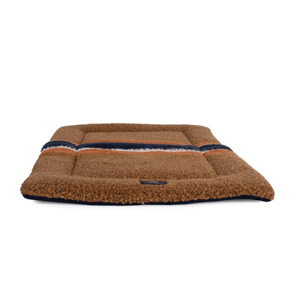 Shinola Brand Stripe Comfort Cushion Berber Dog Bed Rust