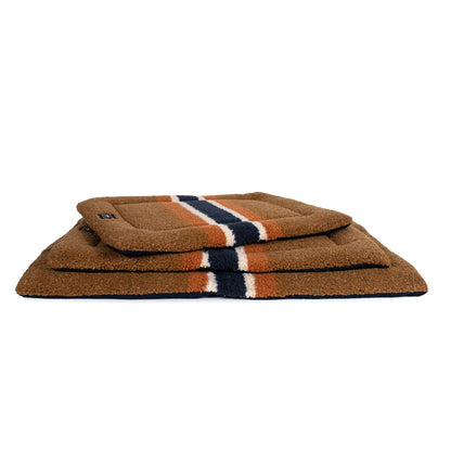 Shinola Brand Stripe Comfort Cushion Berber Dog Bed Rust