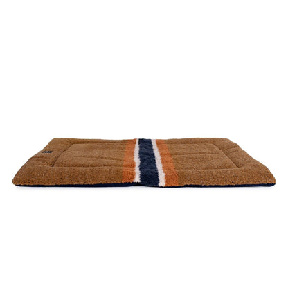 Shinola Brand Stripe Comfort Cushion Berber Dog Bed Rust