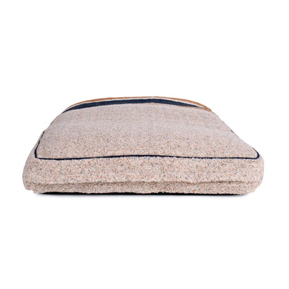 Shinola Brand Stripe Napper Pillow Berber Dog Bed Oatmeal