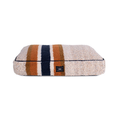 Shinola Brand Stripe Napper Pillow Berber Dog Bed Oatmeal
