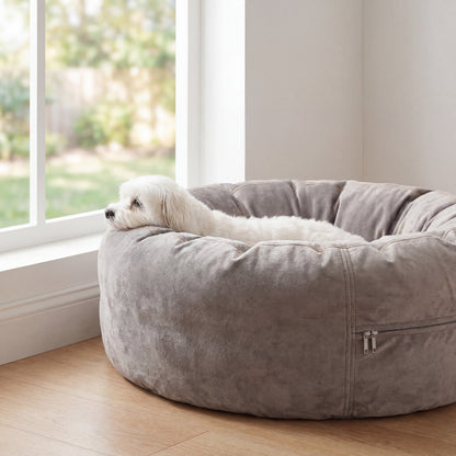 24 Inch Elevated Bolster Dog Bed - Plush Fur