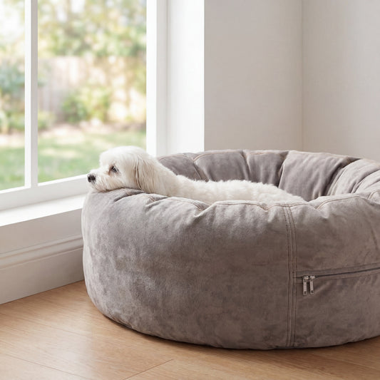 24 Inch Elevated Bolster Dog Bed - Plush Fur